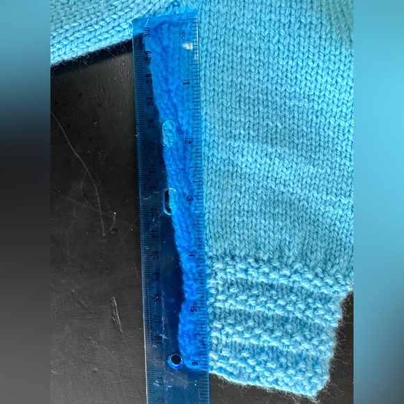 Hand Knit Blue Cardigan - Picture 3 of 4